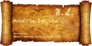 Mohápp Lívia névjegykártya